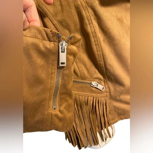 Black Rivet Western Fringe Moto Faux Suede Jacket - Picture 4 of 9